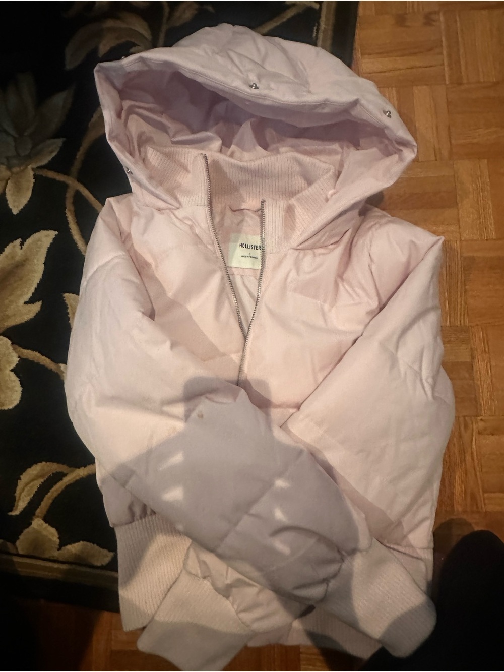 Hollister Pale Pink Hooded Puffer Jacket